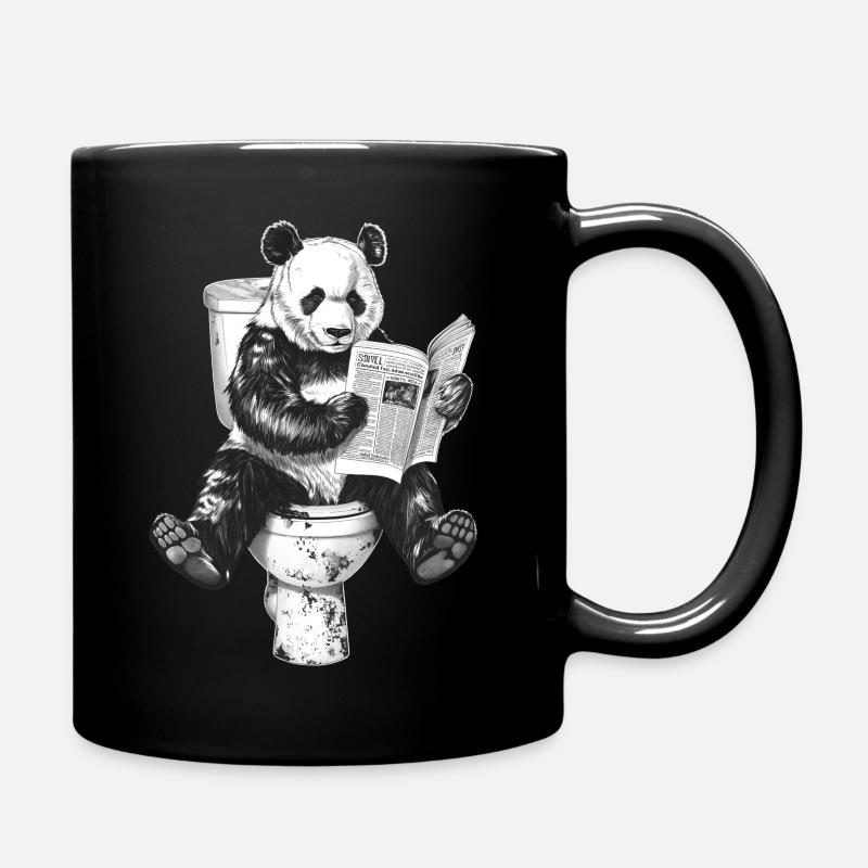 Panda sur les toilettes - Mug uni - noir