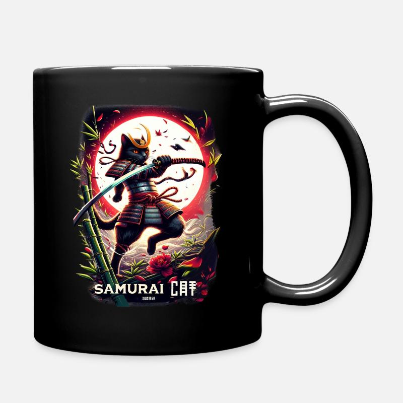Chat samouraï guerrier japonais - Mug uni - noir