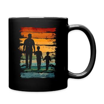 Father's Day father with two sons retro vintage - Full Colour Mug - black - Right
