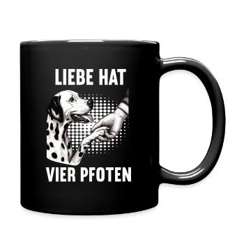 Liebe hat Vier Pfoten Dalmatiner Dalmatinerhalter - Tasse einfarbig - Schwarz - Rechts