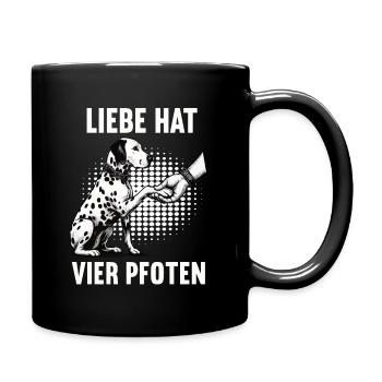 Liebe hat Vier Pfoten Dalmatiner Dalmatinerhalter - Tasse einfarbig - Schwarz - Rechts