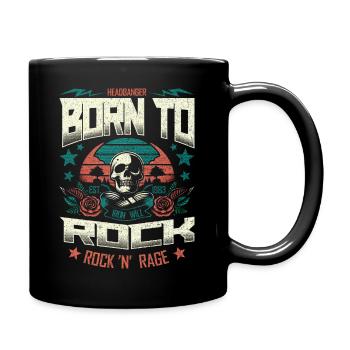 Born To Rock Retro Skull Music Metal Lover - Full Colour Mug - black - Right