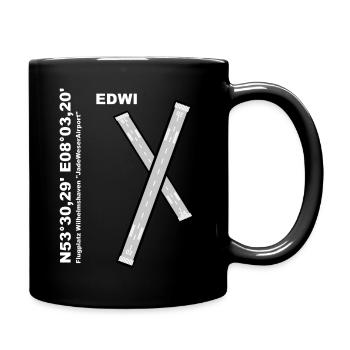 Flugplatz EDWI Design mit Namen und Koordinaten - Tasse einfarbig - Schwarz - Rechts