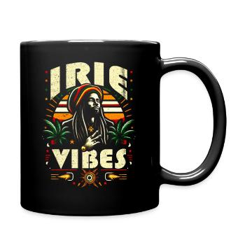 Irie Vibes Retro Rasta Reggae Graphic Chill - Full Colour Mug - black - Right