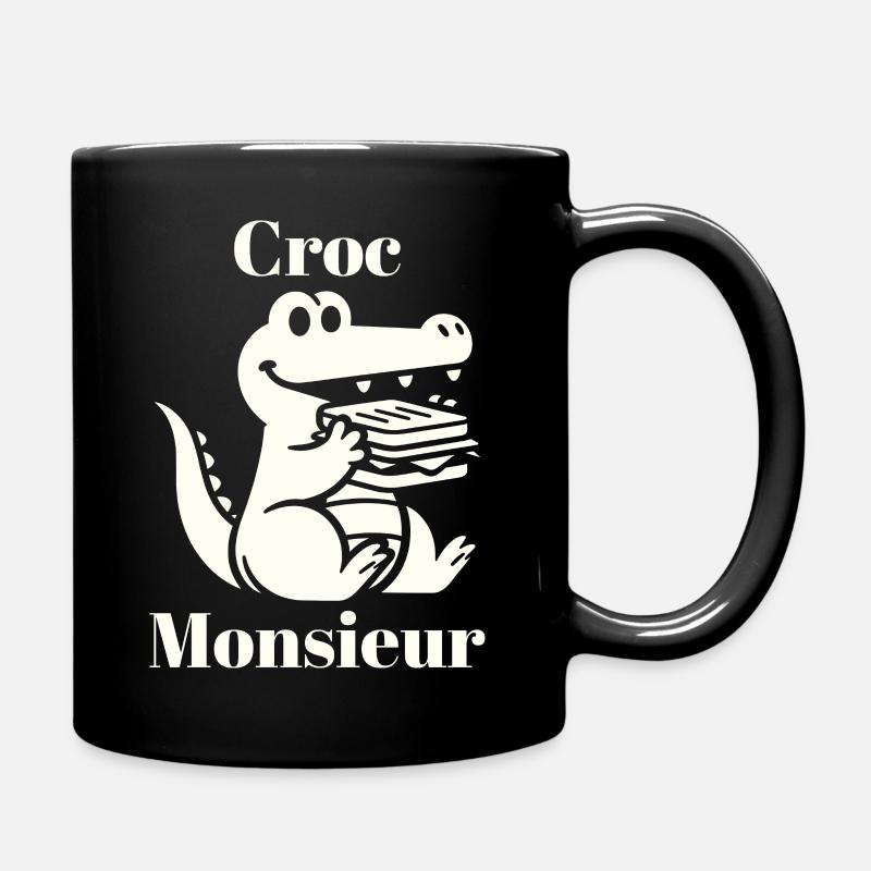 Croc Monsieur Croque Monsieur Fun Crocodile Français - Mug uni - noir