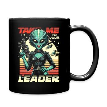 Sexy Alien Retro Comic - Take Me to Your Leader - Full Colour Mug - black - Right