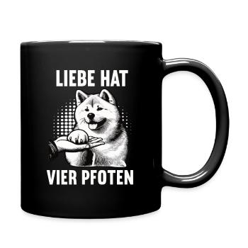 Liebe hat Vier Pfoten Akita Akitabesitzer Akitas - Tasse einfarbig - Schwarz - Rechts
