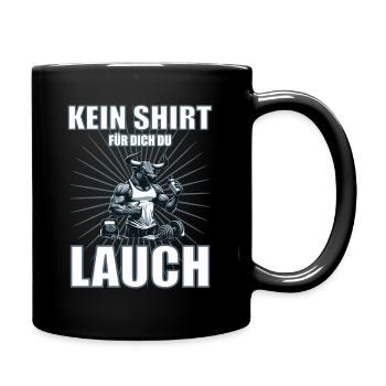 Funny Leek Design with Bodybuilder Bull - Full Colour Mug - black - Right