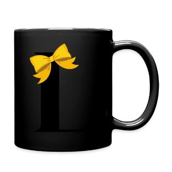 Lettre L nœud jaune - Mug uni - noir - Droite