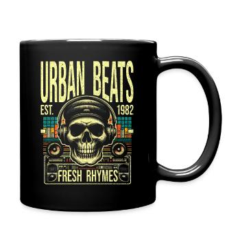 Crâne rétro vintage, rythme urbain et comptines fraîches - Mug uni - noir - Droite