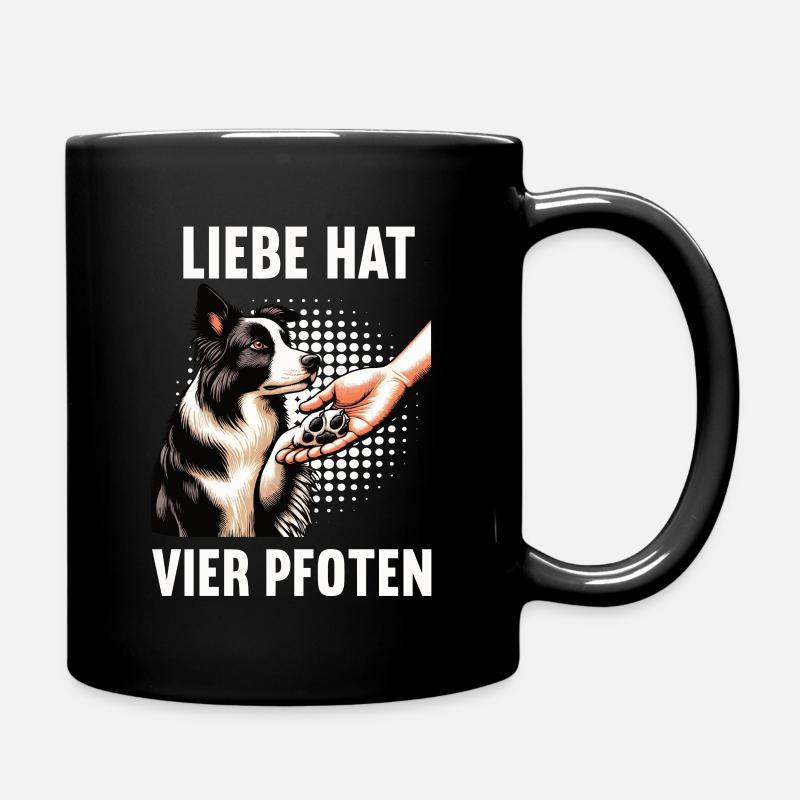 Liebe hat Vier Pfoten Border Collie Collies - Tasse einfarbig - Schwarz