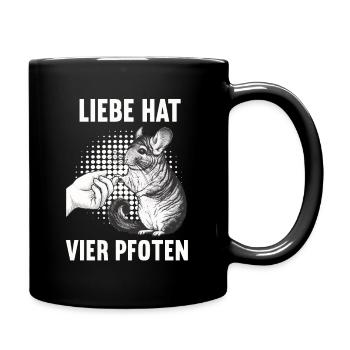 Liebe hat Vier Pfoten Chinchilla Chinchillas Nager - Tasse einfarbig - Schwarz - Rechts