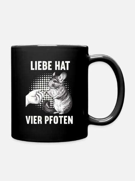 Liebe hat Vier Pfoten Chinchilla Chinchillas Nager - Tasse einfarbig - Schwarz