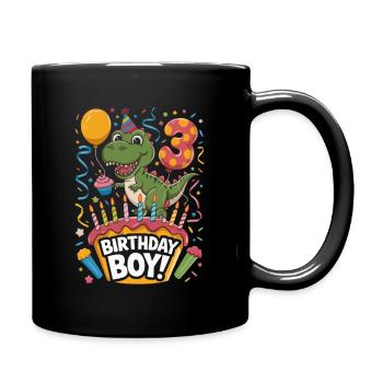 Dinosaur 3rd Birthday Birthday Boy 3 - Full Colour Mug - black - Right