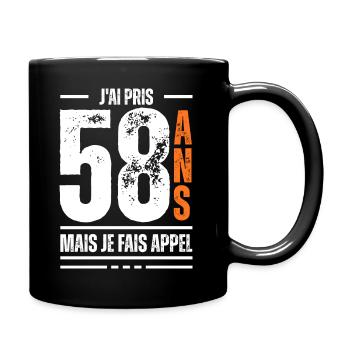 jai 58 ans / t-shirt 58 ans / cadeau 58 ans - Mug uni - noir - Droite
