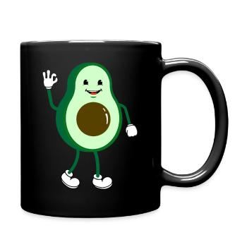 Retro Comic Cartoon Avocado - Tasse einfarbig - Schwarz - Rechts