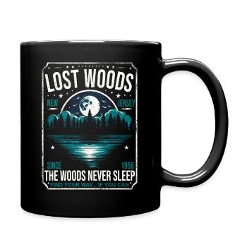Lost Woods 1958 Retro Halloween Moon & Lake Scene - Full Colour Mug - black - Right