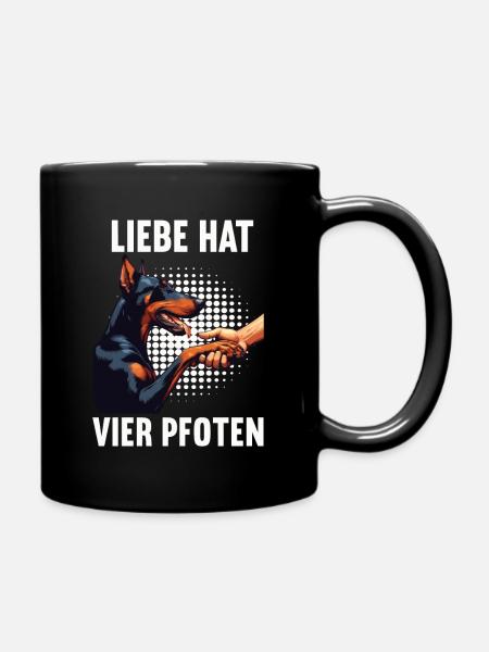 Liebe hat vier Pfoten Pinscher Pinscherbesitzer - Tasse einfarbig - Schwarz