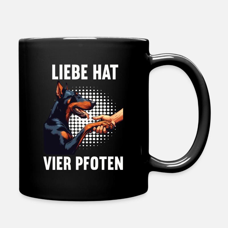 Liebe hat vier Pfoten Pinscher Pinscherbesitzer - Tasse einfarbig - Schwarz