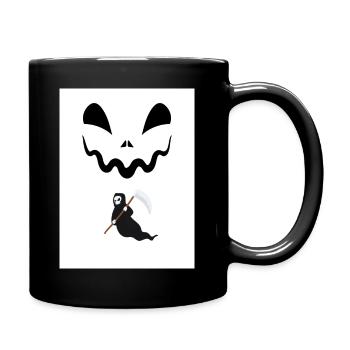 Mengdesigns: Halloween : Der Sensenmann - Tasse einfarbig - Schwarz - Rechts
