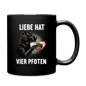 Liebe hat Vier Pfoten Labrador Labradorbesitzer - Tasse einfarbig - Schwarz - Rechts