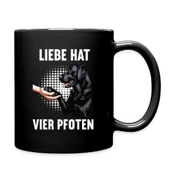 Liebe hat Vier Pfoten Labrador Labradorbesitzer - Tasse einfarbig - Schwarz - Rechts