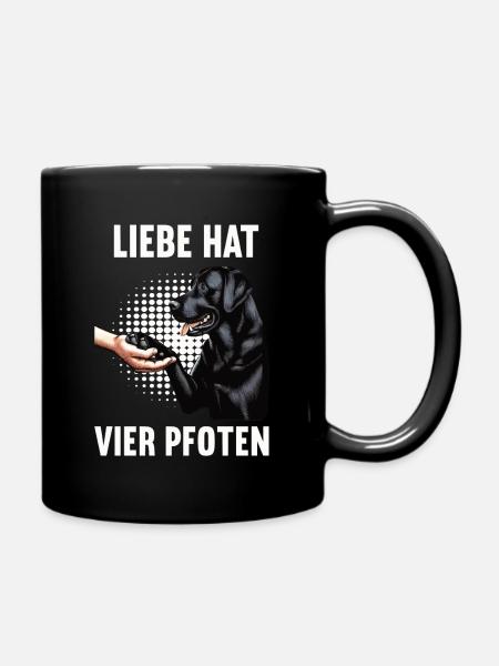 Liebe hat Vier Pfoten Labrador Labradorbesitzer - Tasse einfarbig - Schwarz