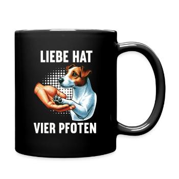 Liebe hat Vier Pfoten Jack Russel terrier Jackie - Tasse einfarbig - Schwarz - Rechts