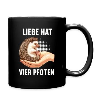 Liebe hat Vier Pfoten Igel Igelliebhaber Igelfan - Tasse einfarbig - Schwarz - Rechts