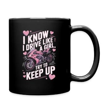 Moto de course drôle de dicton femmes - Mug uni - noir - Droite