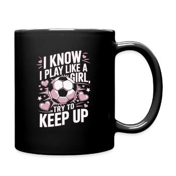 Filles Football Drôle Dicton Football Féminin - Mug uni - noir - Droite
