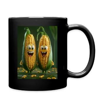 Happy Corn - Tasse einfarbig - Schwarz - Rechts
