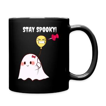 Stay Spooky - Ghost with Balloon - Full Colour Mug - black - Right