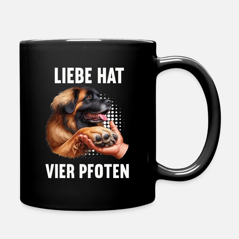 Liebe hat Vier Pfoten Leonberger Leonbergerhund - Tasse einfarbig - Schwarz