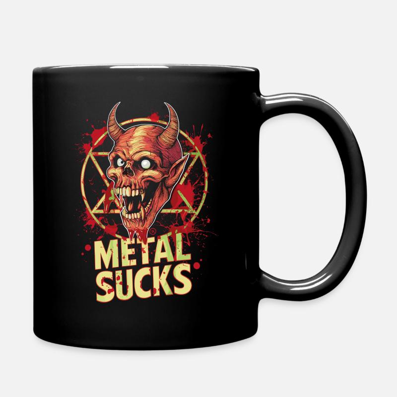 Metal Sucks Skull mit Pentagramm, Totenkopf - Tasse einfarbig - Schwarz