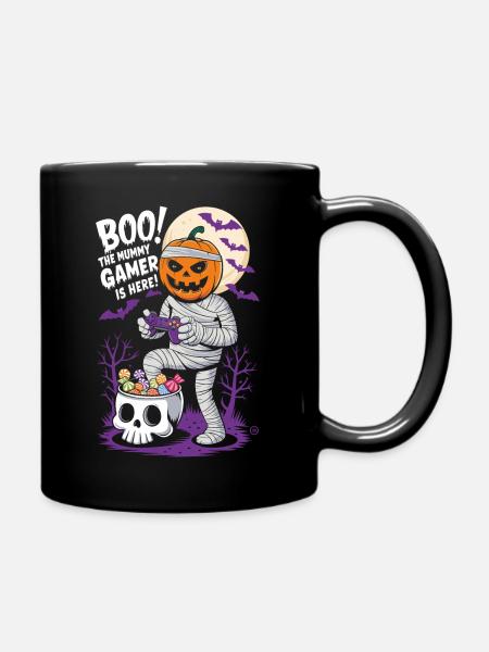 Halloween Gamer - Skull, Totenkopf, Geist - Tasse einfarbig - Schwarz