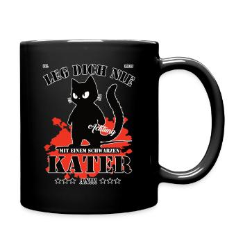 Lustiges Schwarzer Kater Design - Tasse einfarbig - Schwarz - Rechts