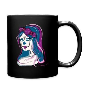 Schädel Schädel Frau - Tasse einfarbig - Schwarz - Rechts
