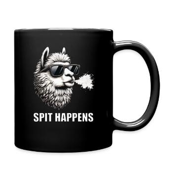Spit Happens lama Alpaka lamas Alpakabesitzer - Tasse einfarbig - Schwarz - Rechts