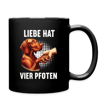 Liebe hat Vier Pfoten Magyar Vizsla Magyar Vizslas - Tasse einfarbig - Schwarz - Rechts
