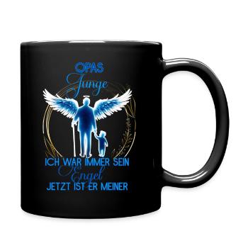 Opas Junge, Gedenken Engel Erinnerung Geschenk - Tasse einfarbig - Schwarz - Rechts