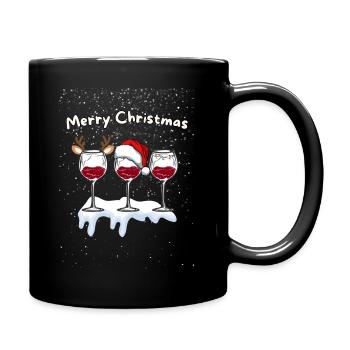 Christmas Red Wine - Merry Christmas - Full Colour Mug - black - Right