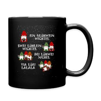 Glühwein Wichtel Weihnachten lustig und amüsant - Tasse einfarbig - Schwarz - Rechts