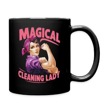 Witziges Design für Putzfeen - Tasse einfarbig - Schwarz - Rechts