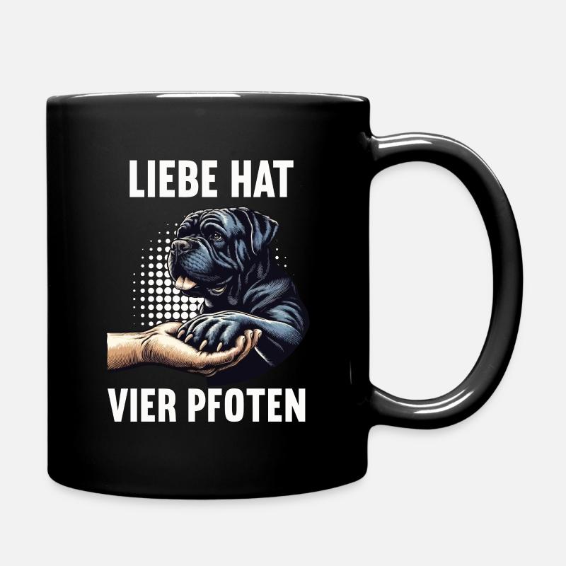Liebe hat Vier Pfoten Cane Corso Cane Corsofan - Tasse einfarbig - Schwarz