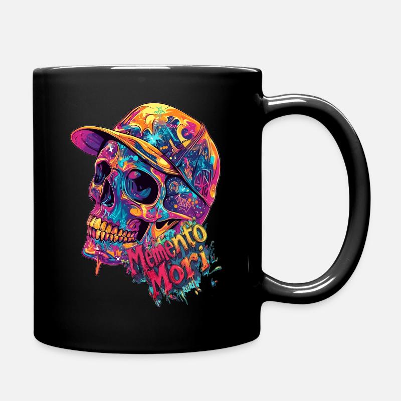 Totenkopf mit Basecap - Tasse einfarbig - Schwarz