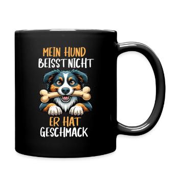 Mein Hund Beisst Nicht Australian Shepherd Aussie - Tasse einfarbig - Schwarz - Rechts