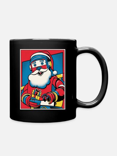 Robot Santa - Full Colour Mug - black