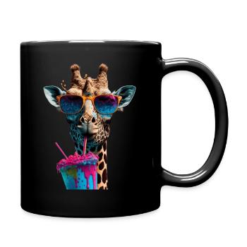 Giraffe beim Eis - Tasse einfarbig - Schwarz - Rechts