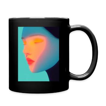 Dreamy Neon Portrait - Full Colour Mug - black - Right